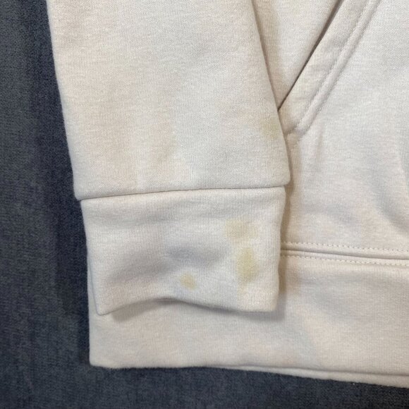 Lazypants Beige Hooded Sweatshirt Embroidered Detail Kangaroo Pocket Mens Size S - Picture 9 of 12